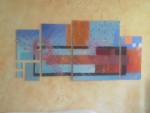 Forme geometrique sur fond bleu 